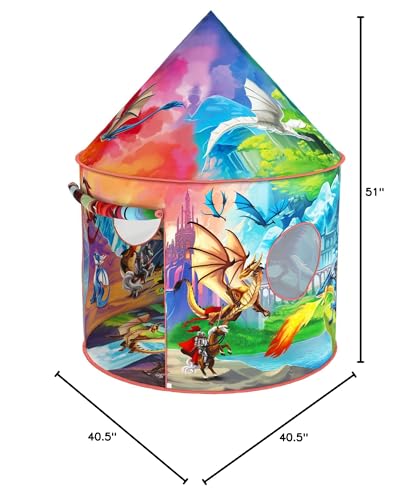 W&O Dino Paradise Play Tent with Roar Button - Epic Pop Up Tent for Boys & Girls - Perfect for Indoor & Outdoor Adventures