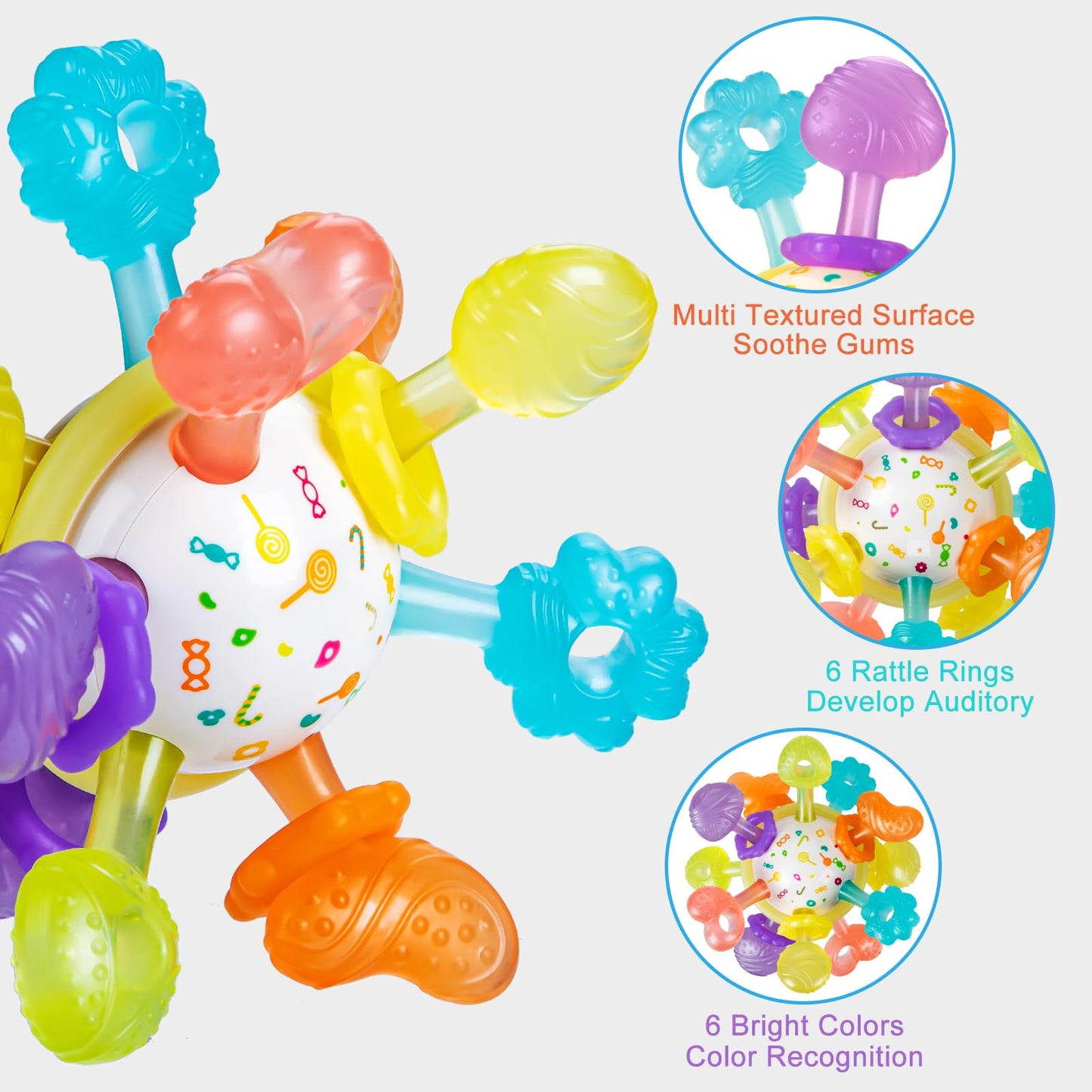 Baby Montessori Sensory Toys for 0-6 6-12 Months, Baby Teether Teething Toys for Babies 0 3 6 9 12 18 Months, Newborn Infant Learning Developmental Toys Gifts for 1 2 Year Old Boys Girls