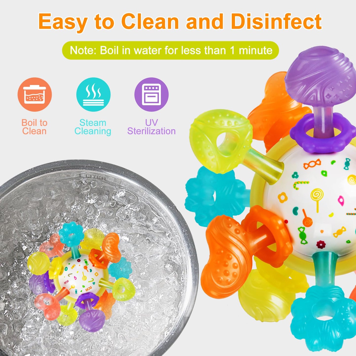 Baby Montessori Sensory Toys for 0-6 6-12 Months, Baby Teether Teething Toys for Babies 0 3 6 9 12 18 Months, Newborn Infant Learning Developmental Toys Gifts for 1 2 Year Old Boys Girls