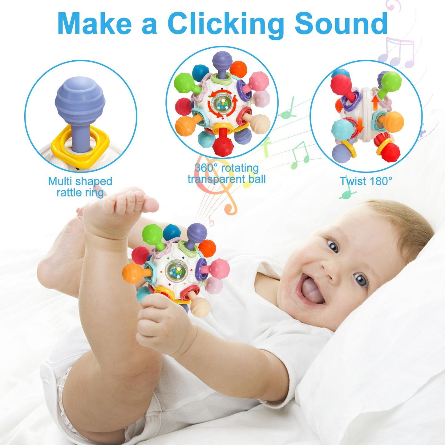 Baby Montessori Sensory Toys for 0-6 6-12 Months, Baby Teether Teething Toys for Babies 0 3 6 9 12 18 Months, Newborn Infant Learning Developmental Toys Gifts for 1 2 Year Old Boys Girls