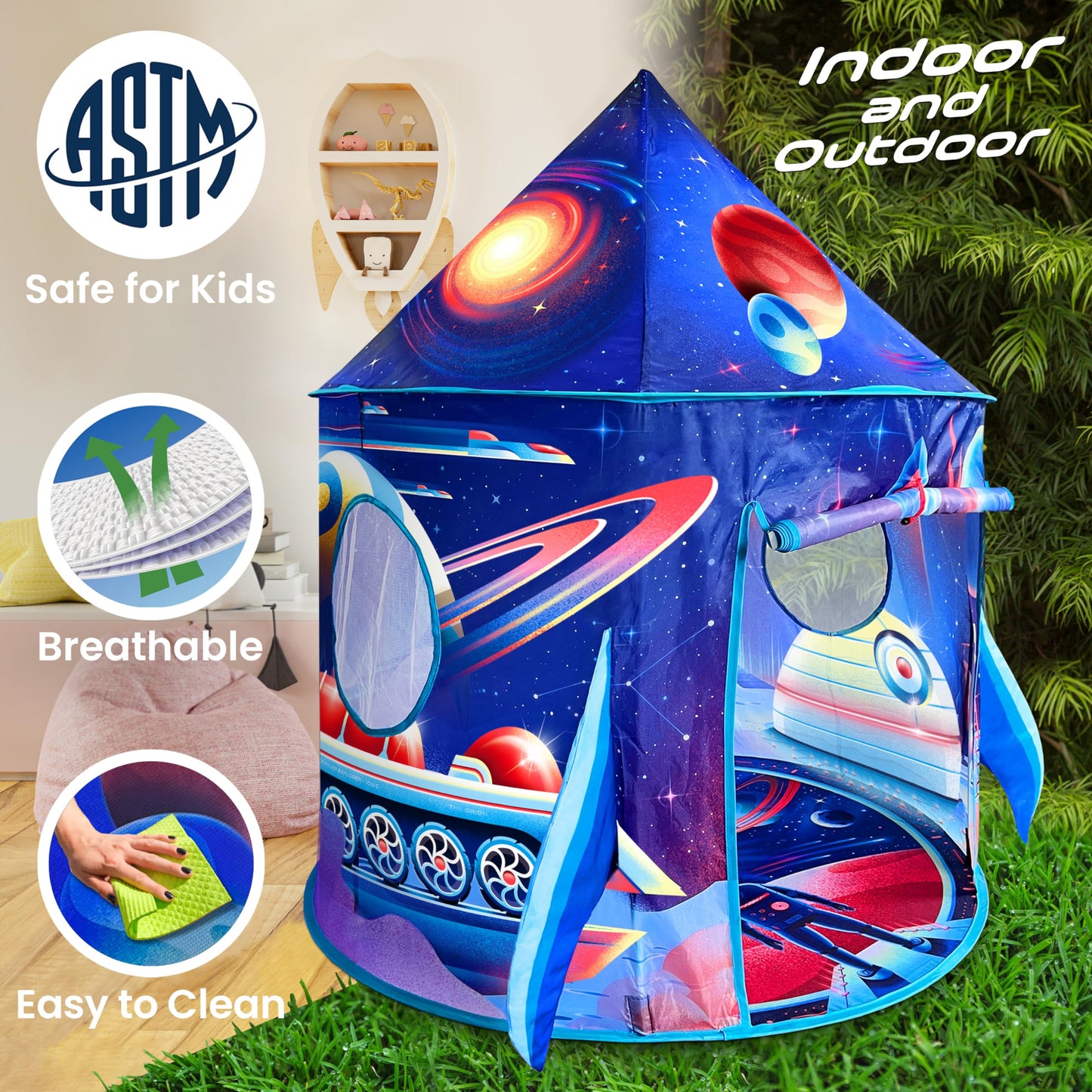W&O Dino Paradise Play Tent with Roar Button - Epic Pop Up Tent for Boys & Girls - Perfect for Indoor & Outdoor Adventures