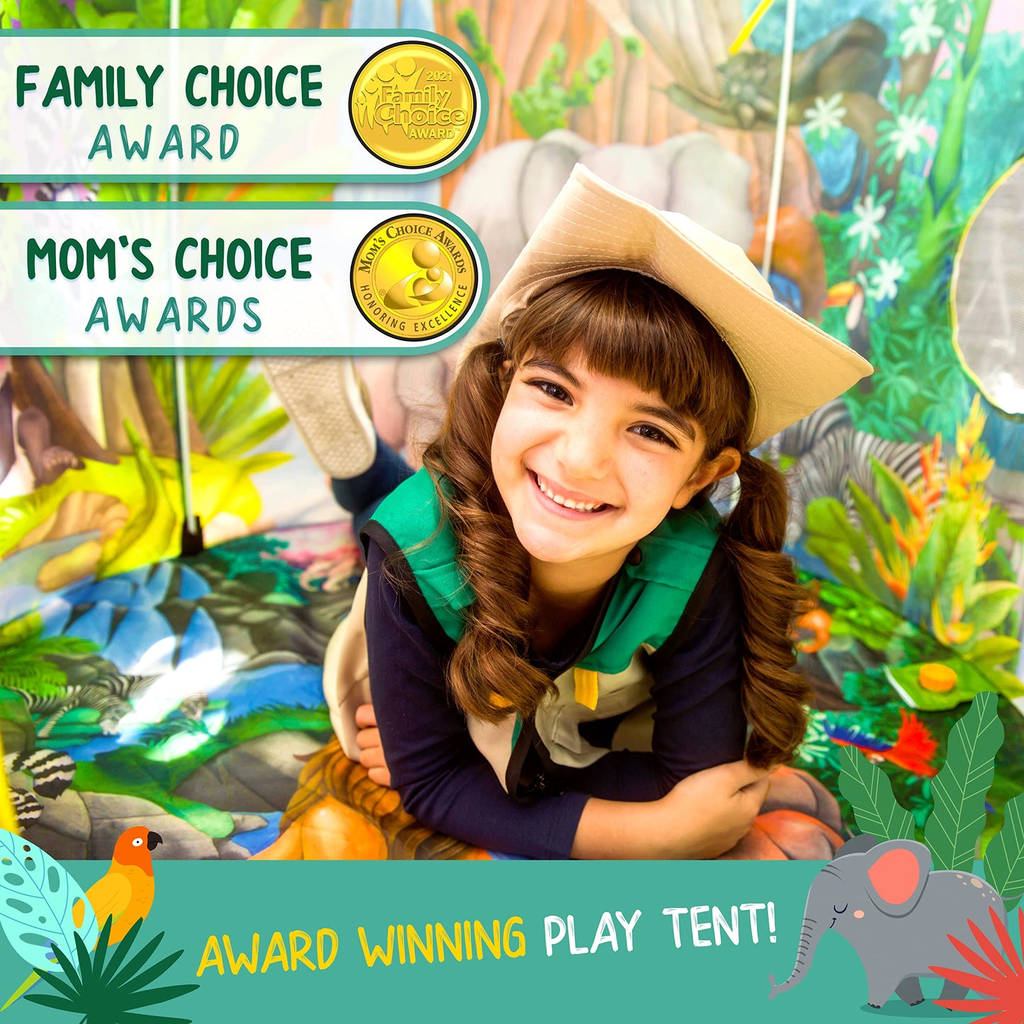 W&O Dino Paradise Play Tent with Roar Button - Epic Pop Up Tent for Boys & Girls - Perfect for Indoor & Outdoor Adventures