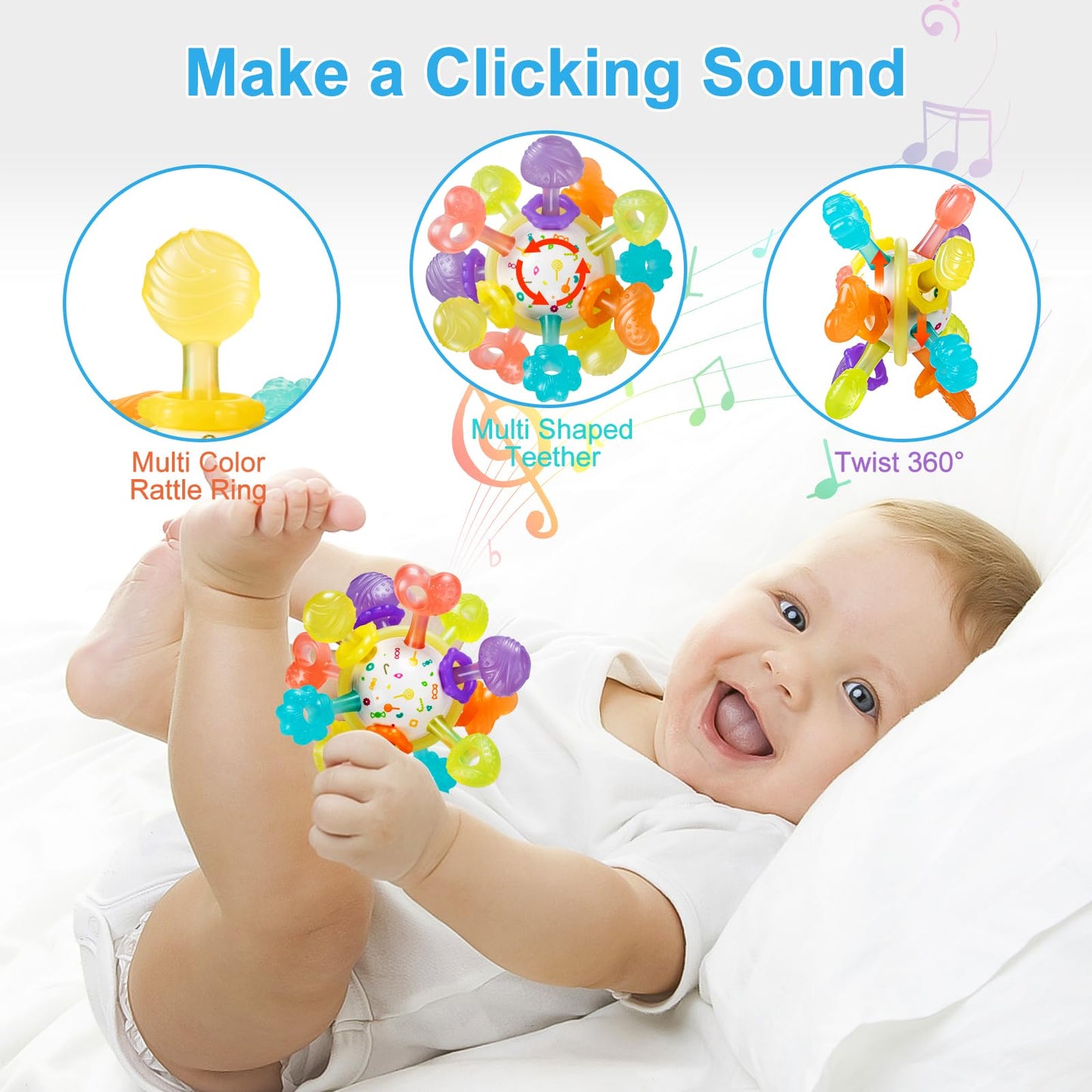 Baby Montessori Sensory Toys for 0-6 6-12 Months, Baby Teether Teething Toys for Babies 0 3 6 9 12 18 Months, Newborn Infant Learning Developmental Toys Gifts for 1 2 Year Old Boys Girls