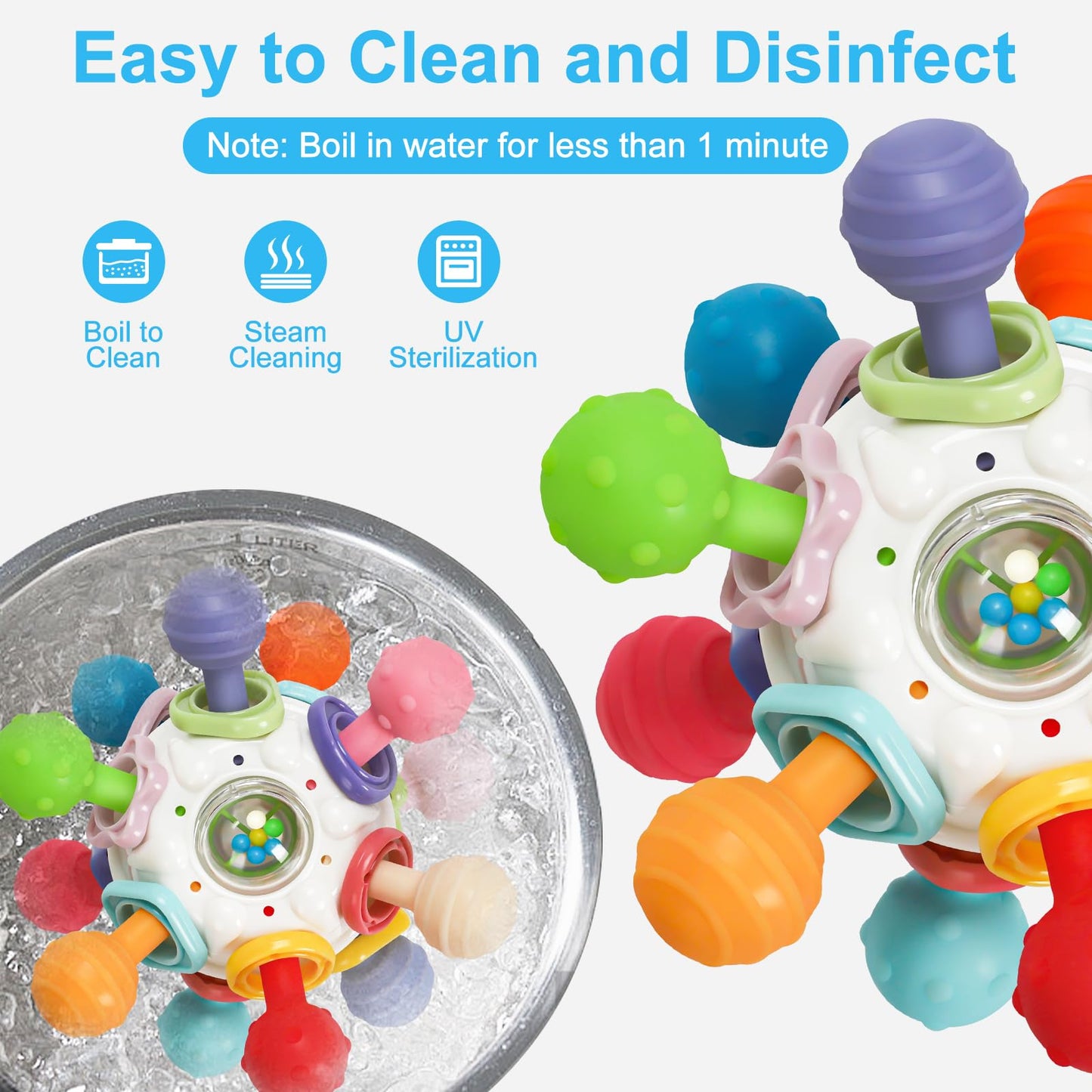 Baby Montessori Sensory Toys for 0-6 6-12 Months, Baby Teether Teething Toys for Babies 0 3 6 9 12 18 Months, Newborn Infant Learning Developmental Toys Gifts for 1 2 Year Old Boys Girls