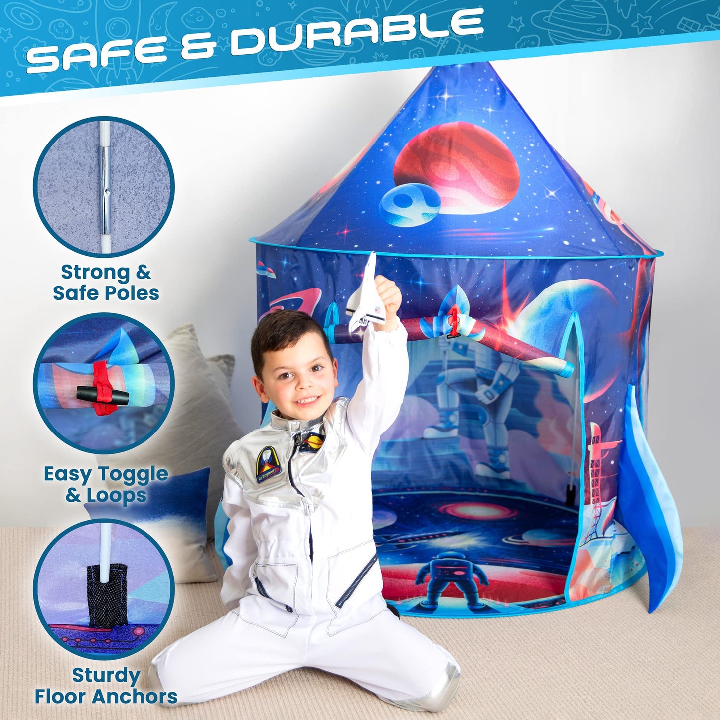 W&O Dino Paradise Play Tent with Roar Button - Epic Pop Up Tent for Boys & Girls - Perfect for Indoor & Outdoor Adventures