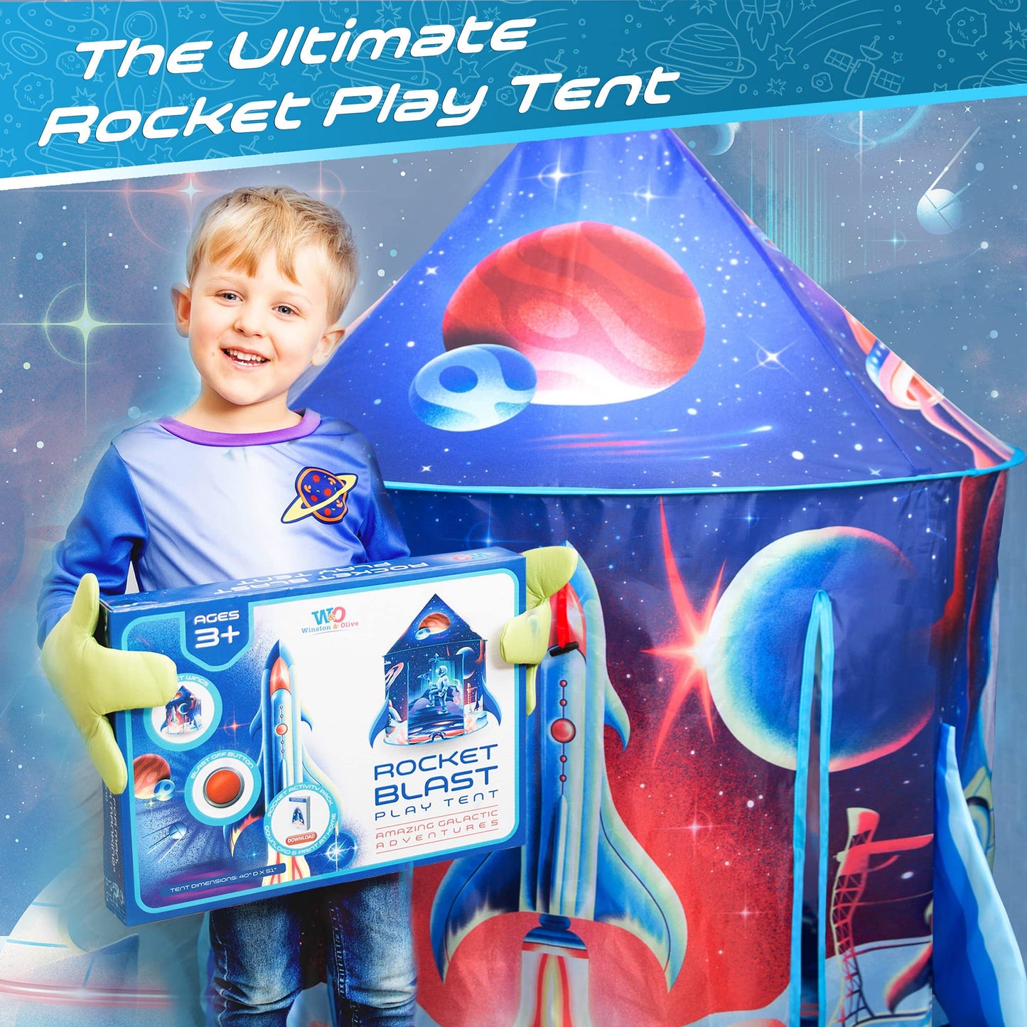 W&O Dino Paradise Play Tent with Roar Button - Epic Pop Up Tent for Boys & Girls - Perfect for Indoor & Outdoor Adventures